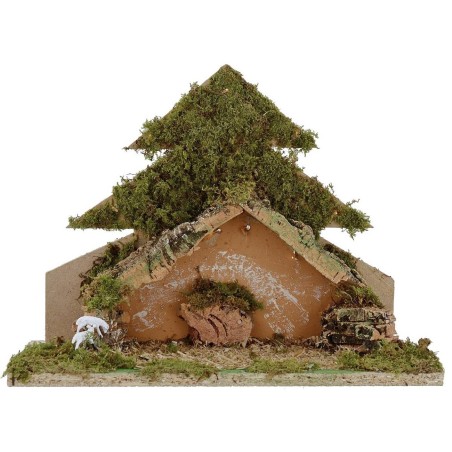 Árbol con cabaña iluminada con luces LED a pilas de 33x15x25,5 cm h.