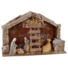 Cabaña completa con Natividad Landi 10 cm y escala cm 29x15x19 h