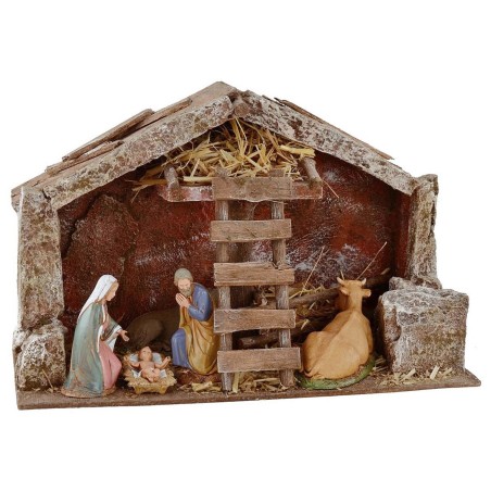 Full hut with Nativity Landi 10 cm and scale cm 29x15x19 h