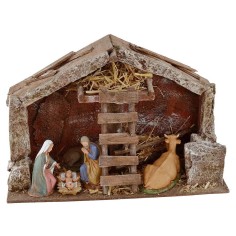 Capanna completa con Natività Landi 10 cm e scala cm 29x15x19 h 2