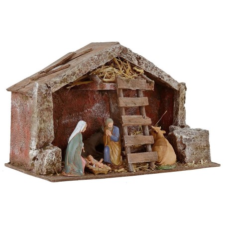 Full hut with Nativity Landi 10 cm and scale cm 29x15x19 h