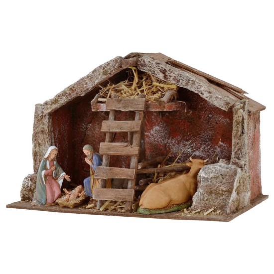 Full hut with Nativity Landi 10 cm and scale cm 29x15x19 h