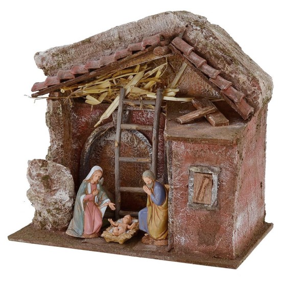 Cabaña completa de Natividad Landi 10 cm con arcos cm