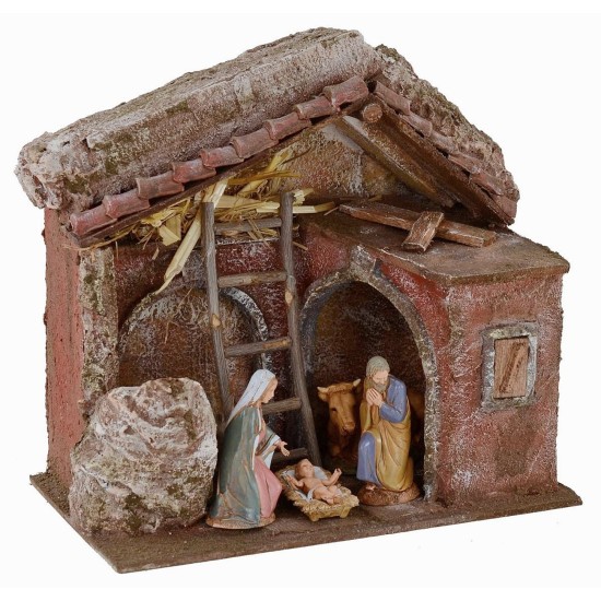 Cabaña completa de Natividad Landi de 10 cm con arcos cm