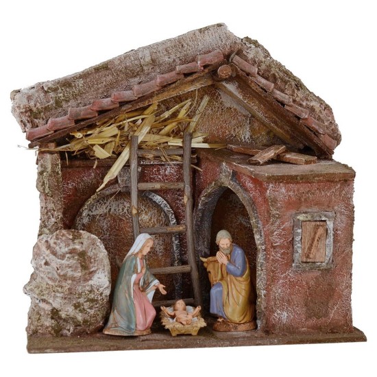 Cabaña completa de Natividad Landi 10 cm con arcos cm
