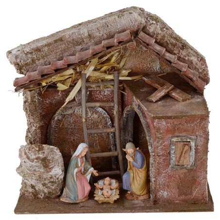 Cabaña completa de Natividad Landi 10 cm con arcos cm