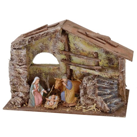 Hut complete with Landi Nativity 10 cm with staircase and barn