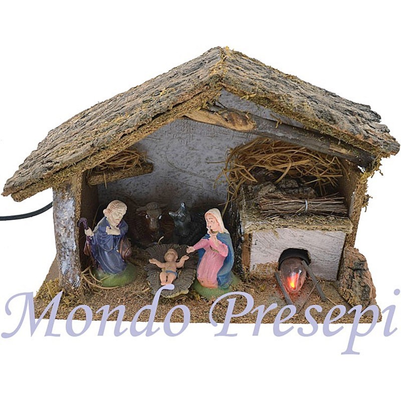 Complete hut with nativity and fire