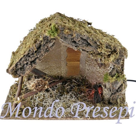 Capanna con fuoco cm 34x16x24 Mondo Presepi