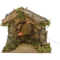 Cabaña con luces a batería para pesebre de 20x14x17 cm h. 2
