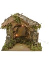Cabaña con luces a batería para pesebre de 20x14x17 cm h.