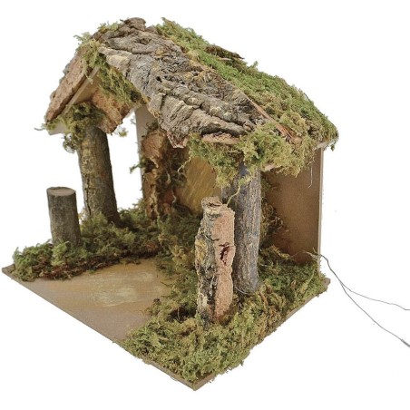 Cabaña con luces a batería para pesebre de 20x14x17 cm h.