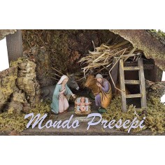 Capanna con natività Landi cm 10 cm 33x18x23 Mondo Presepi 2