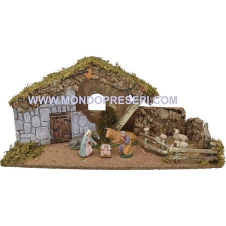 Hut with nativity cm 10 Landi