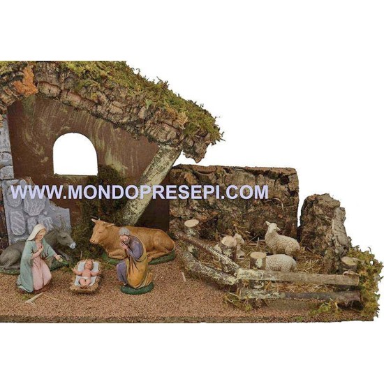 Capanna con natività cm 10 Landi Mondo Presepi
