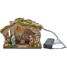 Capanna con natività e luce a batteria - Grotta presepe Mondo 2