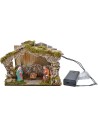 Capanna con natività e luce a batteria - Grotta presepe Mondo