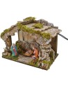 Capanna con natività e luce a batteria