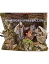 Capanna con natività in movimento 12 cm Mondo Presepi