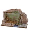Cabaña con puente y arroyo de 29x14,5x19 cm de altura para