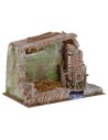 Cabaña con puente y arroyo de 29x14,5x19 cm de altura para