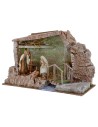 Capanna completa di Natività Landi 10 cm con ponte e ruscello