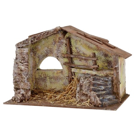 Capanna con scalinata e fienile cm 29x14,5x18,5 h per Natività
