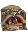 Illuminated hut with stairs and flickering starry sky cm