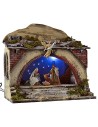 Illuminated hut with stairs and flickering starry sky cm