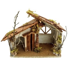 Cabaña de madera corcho de 35x20x28 cm de altura. Mundo Pesebres.