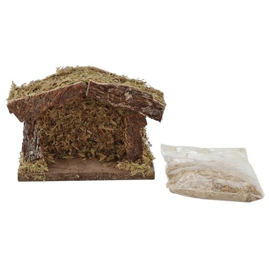 Cabaña para belén de 17,5x7x13 cm de altura con Natividad Mondo Presepi.