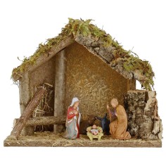 Cabaña para pesebre con Natividad cm 24x12,5x19,5 h Mundo Pesebres