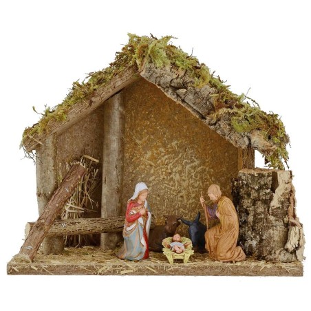 Capanna per presepe con Natività cm 24x12,5x19,5 h Mondo Presepi