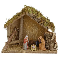 Cabaña para belén con Natividad de 24x12,5x19,5 cm h 2