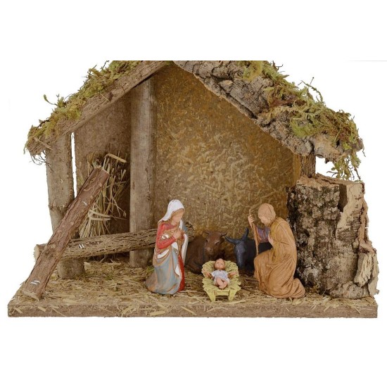 Cabaña para pesebre con Natividad cm 24x12,5x19,5 h Mundo Pesebres