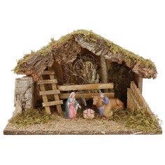 Crib hut with Nativity cm 39x24x24 h Mondo Presepi