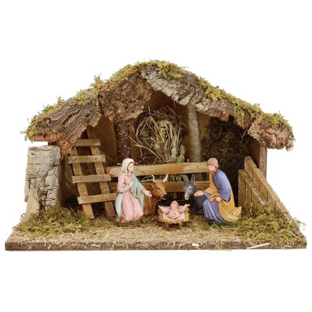 Cabaña para belén con Natividad cm 39x24x24 h