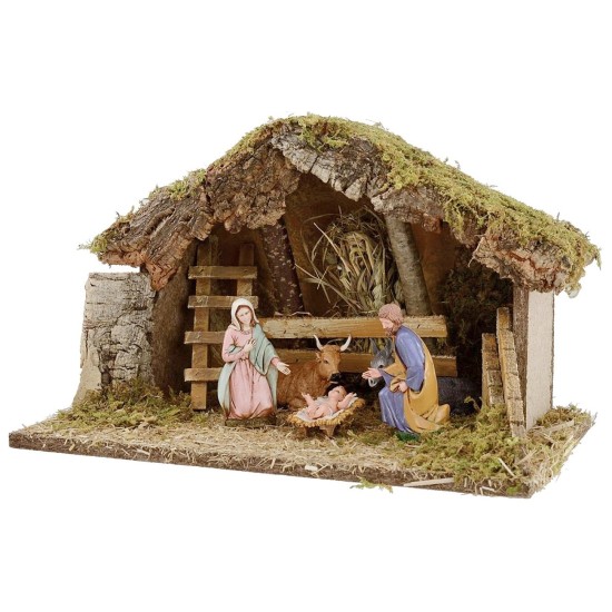 Capanna per presepe con Natività cm 39x24x24 h Mondo Presepi