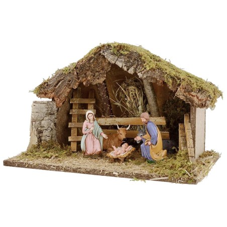 Cabaña para belén con Natividad cm 39x24x24 h