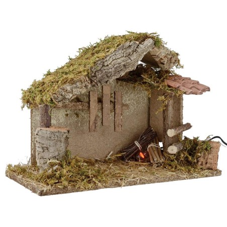 Capanna per presepe con fuoco cm 35x15x23,5 h Mondo Presepi