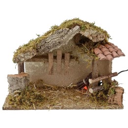 Capanna per presepe con fuoco cm 35x15x23,5 h