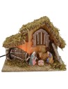 Cabaña para belén iluminada con Natividad Landi cm 32x18x24 h