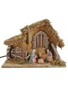 Cabaña para belén iluminada con Natividad Landi cm 32x18x24 h