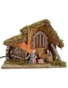 Cabaña para belén iluminada con Natividad Landi cm 32x18x24 h