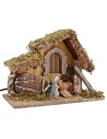 Cabaña para belén iluminada con Natividad Landi cm 32x18x24 h
