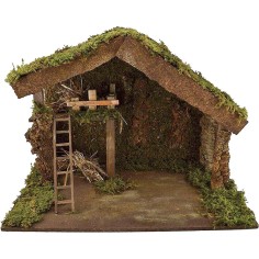 Capanna presepe cm 60x34x42 h. con luce 220V. Mondo Presepi