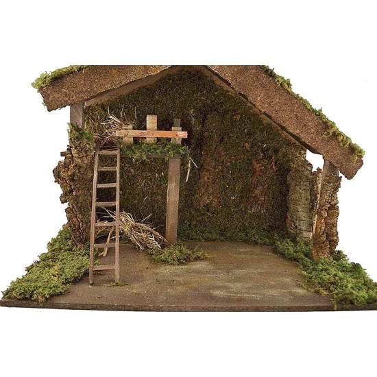 Cabaña para belén de 60x34x42 cm de altura con luz de 220V.
