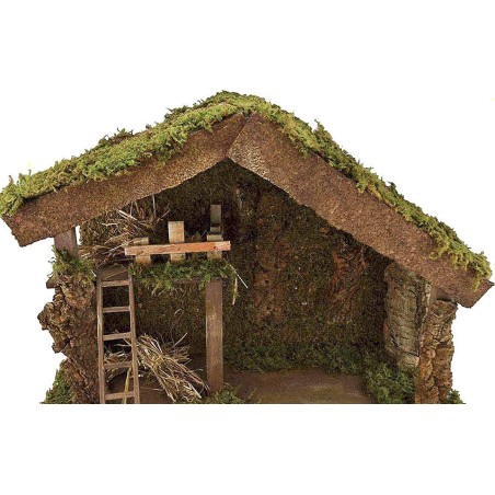 Cabaña para belén de 60x34x42 cm de altura con luz de 220V.