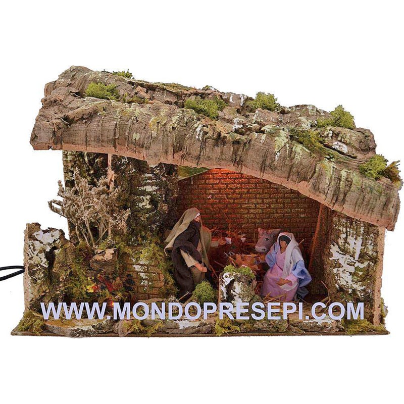 Nativity hut with moving nativity
