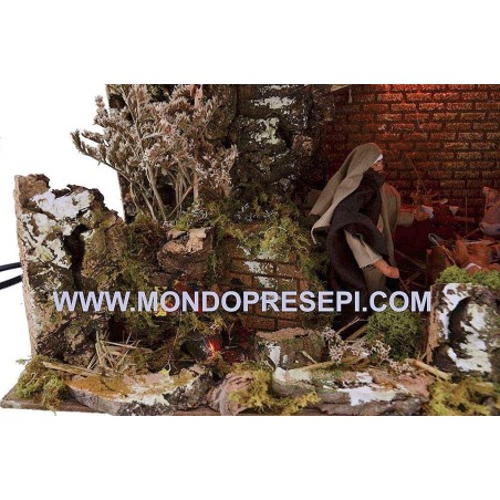 Capanna presepe con natività in movimento Mondo Presepi